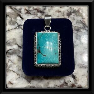 Arizona Turquoise 925 Sterling Silver Rectangle Pendant